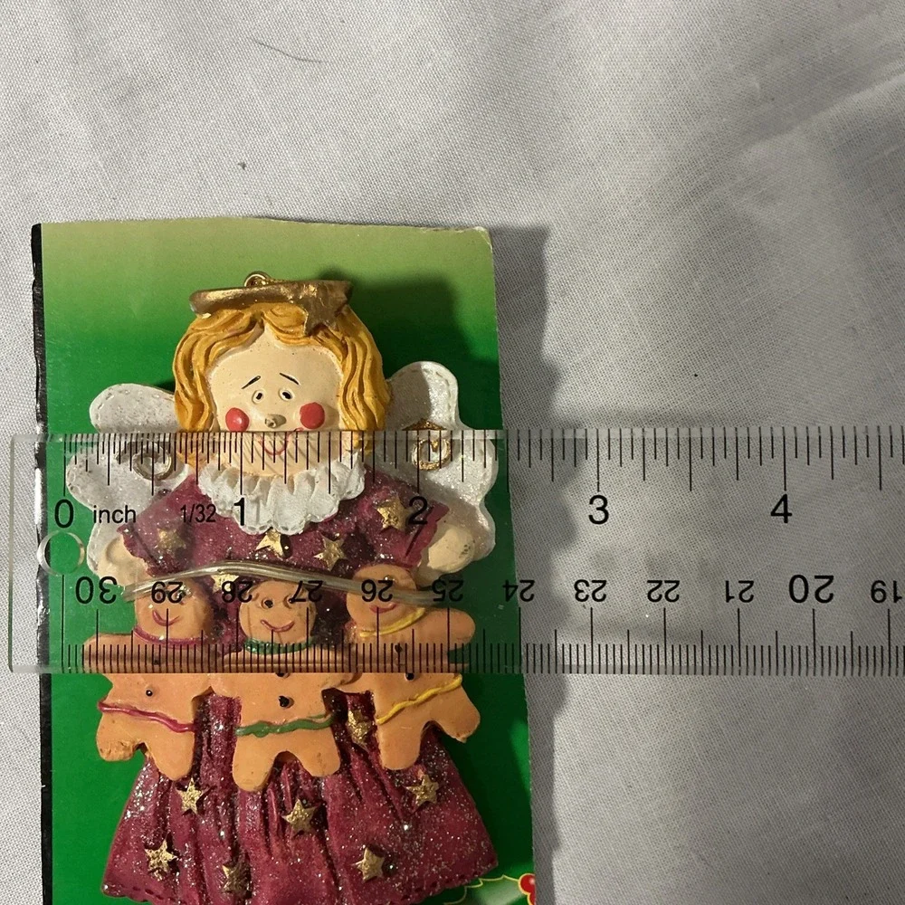 Vintage 1990s Angel Gingerbread Men Christmas Holiday Resin Ornament NWT